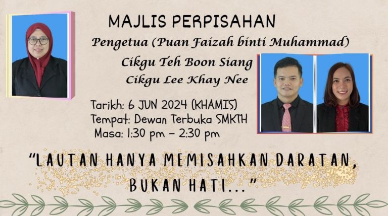 Majlis Perpisahan  Pengetua (Puan Faizah binti Muhammad) Cikgu Teh Boon Siang & Cikgu Lee Khay Nee